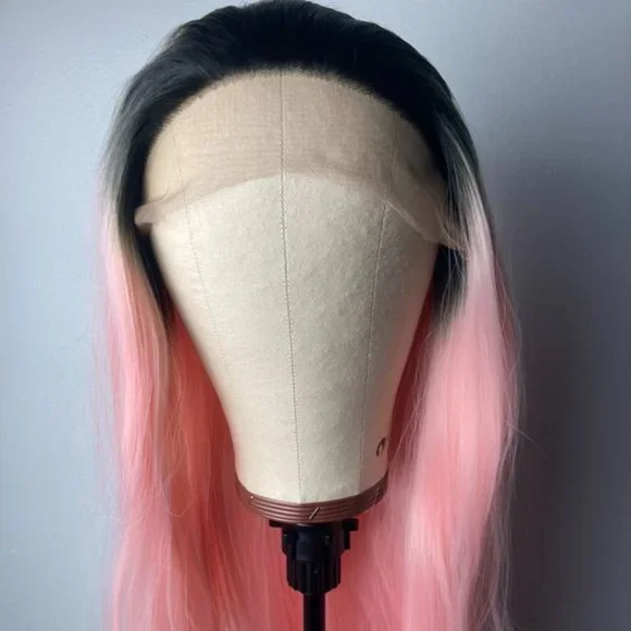Pink Black Root Lace Wig